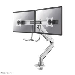 Neomounts by Newstar Select NM-D775DXSILVER Full Motion Dual Desk Mount (clamp & grommet) with crossbar and handle for two 10-32" Monitor Screens, Height Adjustable (gas spring) - Silver										